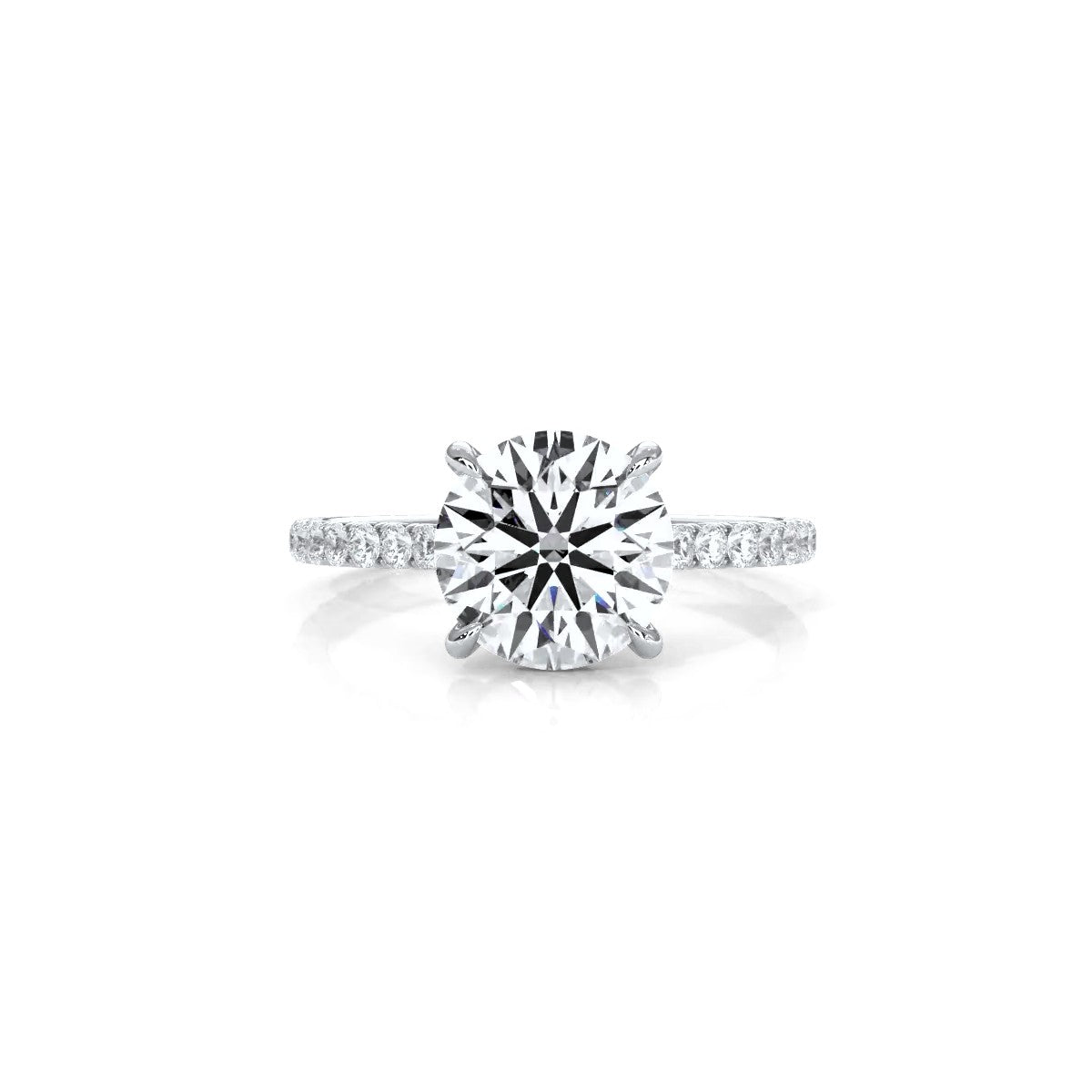 U Pave Hidden Halo Round Diamond Engagement Ring 14k White Gold 2.51 Ctw.